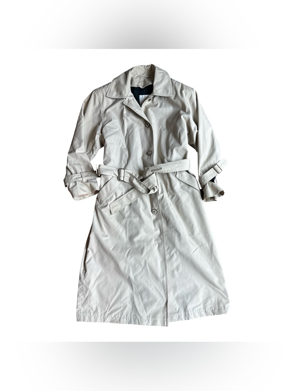 Misty Harbor Women’s Size 10 Classic Trench Coat | Cream Plaid Lined Belted 🧥